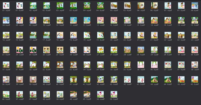 A set of 50 adorable hand-drawn playable image pairs.